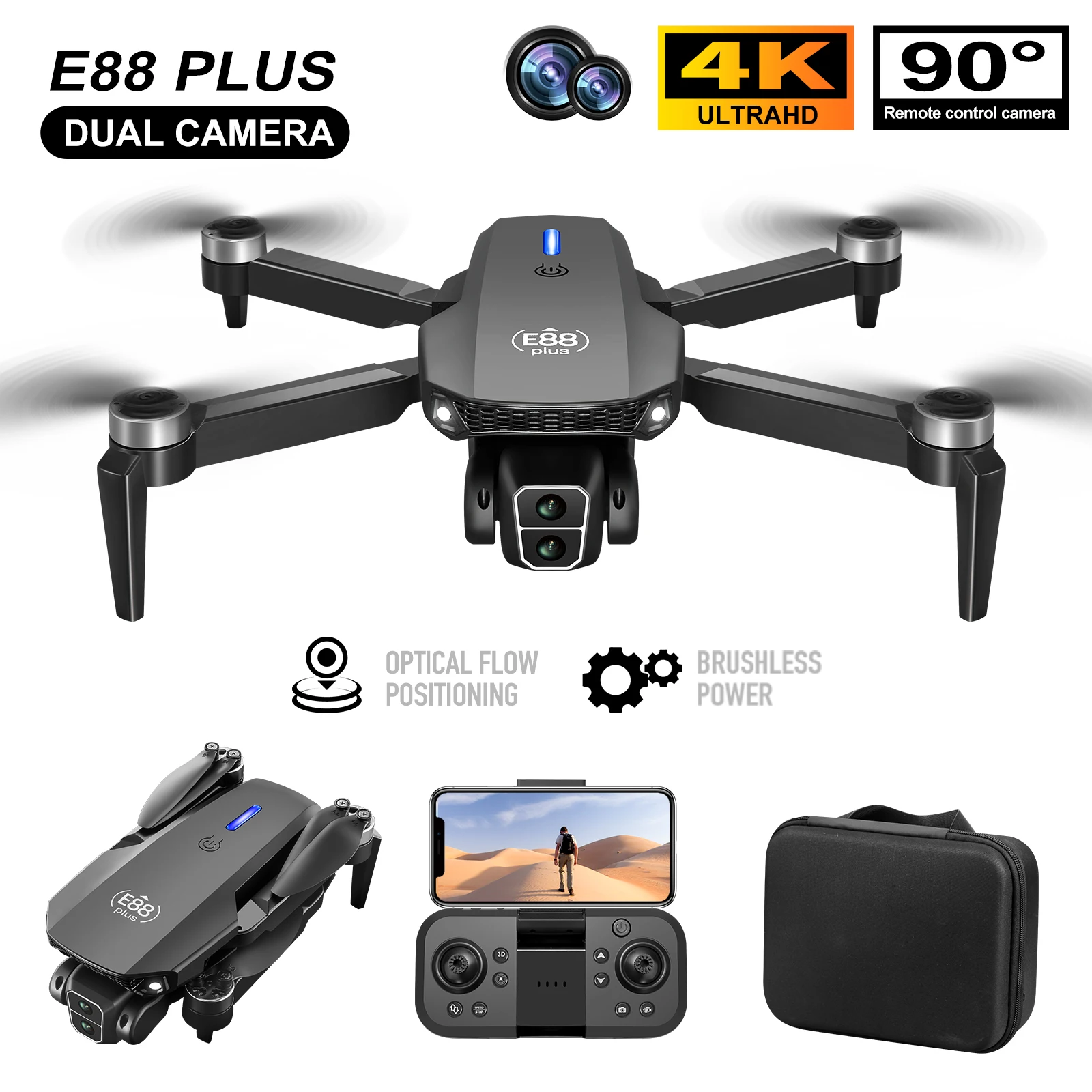 Rc Drone E88 - Nuevo Dron cuadricóptero E88 Plus: 90