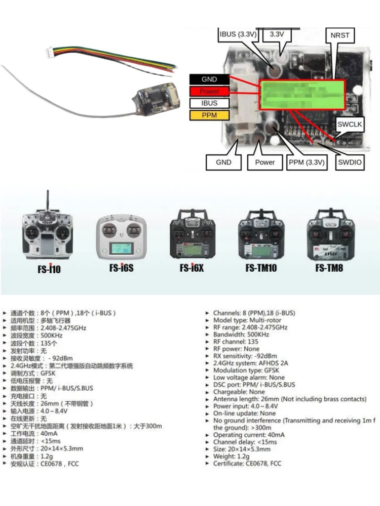 Receptor Mini Flysky FS-8A 8CH - Drone Rcs reseña y precio