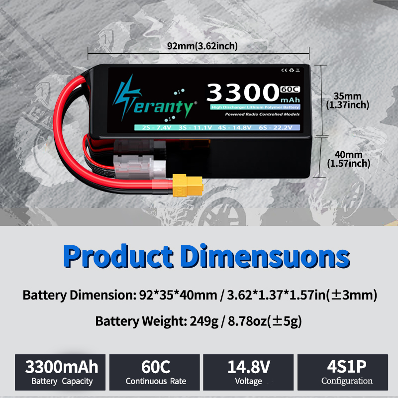 Batería Lipo TERANTY 4S 3300mA - Drone Rcs reseña y precio